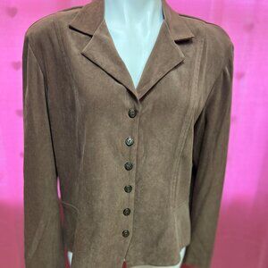 #206 K Studio Brown Tan Button-Down Dress Shirt Size 18
